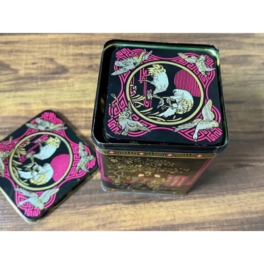 5 Vintage Grand Tea Company Canisters 1970s Metal Hong Kong